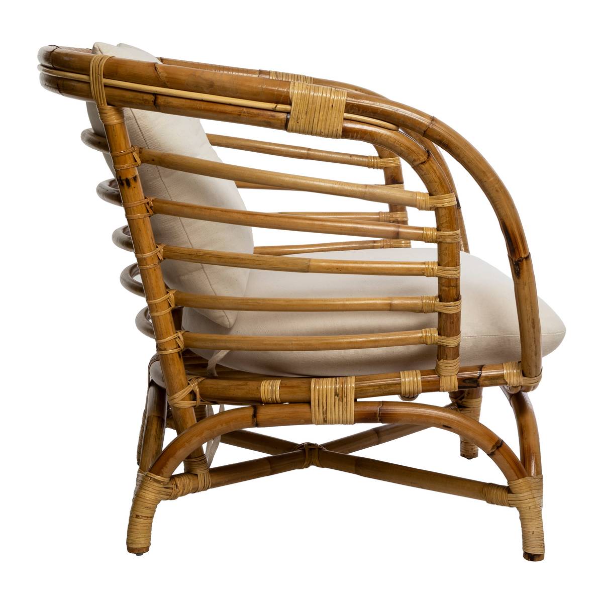 Sillón "Farah" Ratán, Tela Blanca Blanco