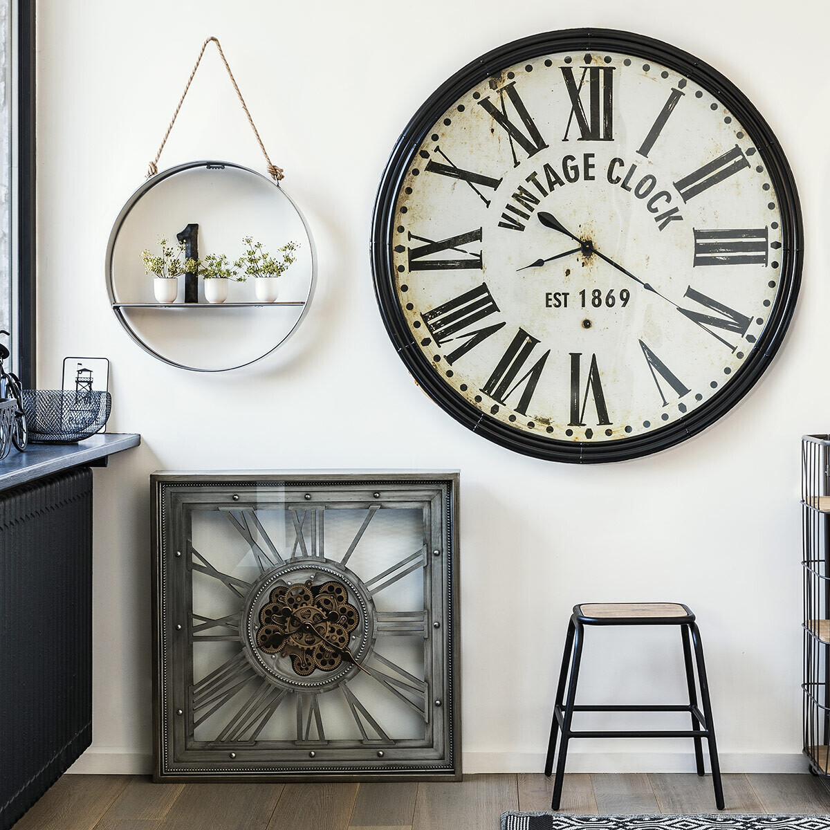 Reloj "Ezra" 80x80 cm Gris