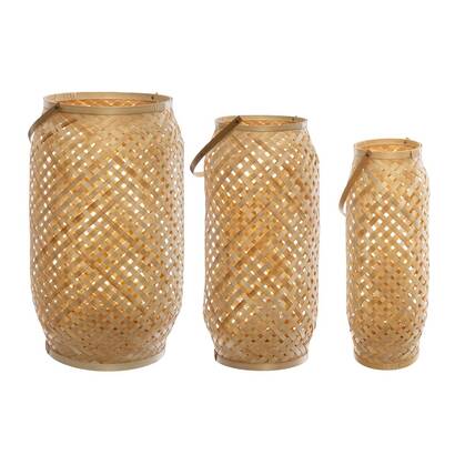 Juego de 3 faroles de interior noor beige h. 52 cm