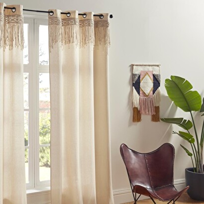 Cortina "rituality", macram&eacute; beige, 140x260 cm