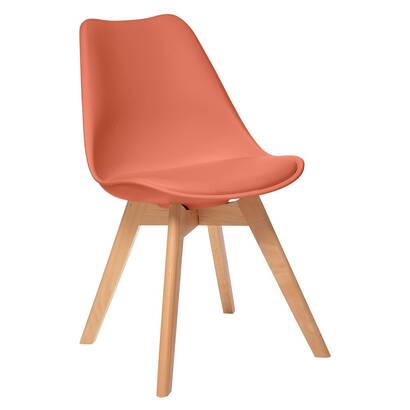 Silla "baya", patas de haya rosa terracota