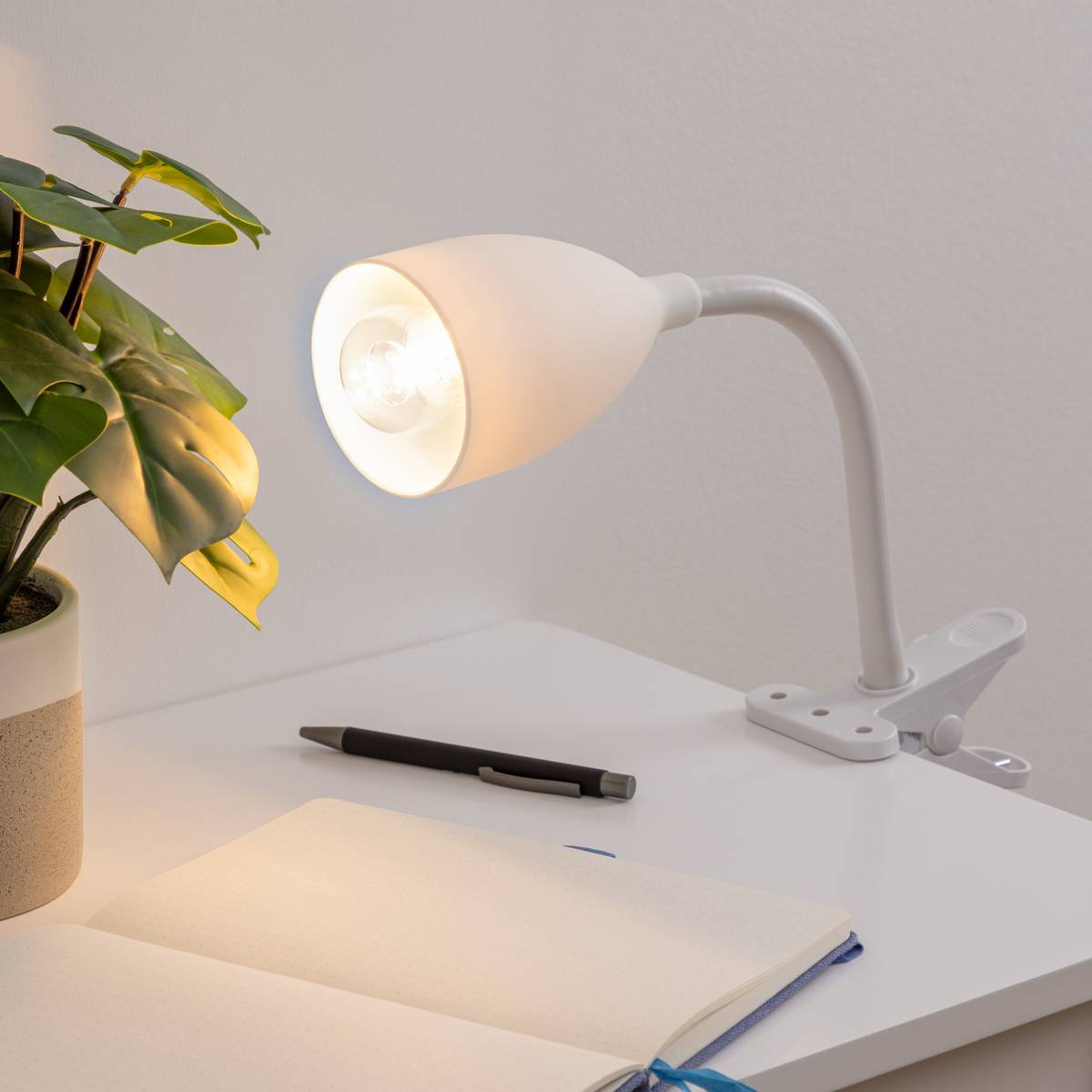 L&aacute;mpara de pinza "Sily" Blanco, H.43 cm Blanco