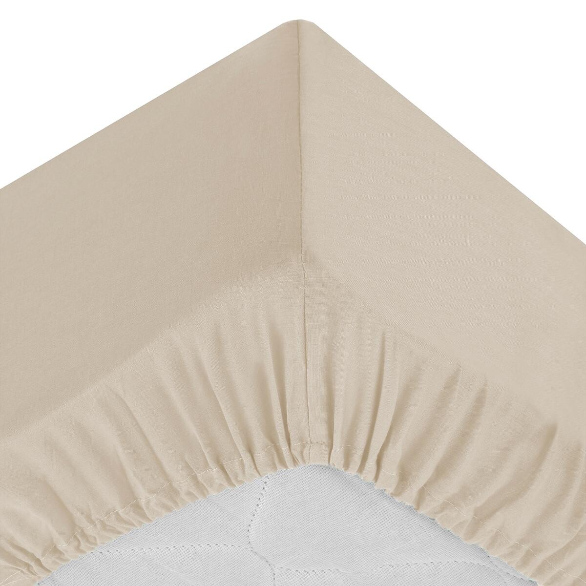 Sábana ajustable, algodón Beige, 160x200 cm Beige