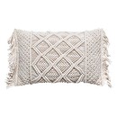 Cojín "Macramé" Blanco marfil, 30x50 cm Blanco marfil