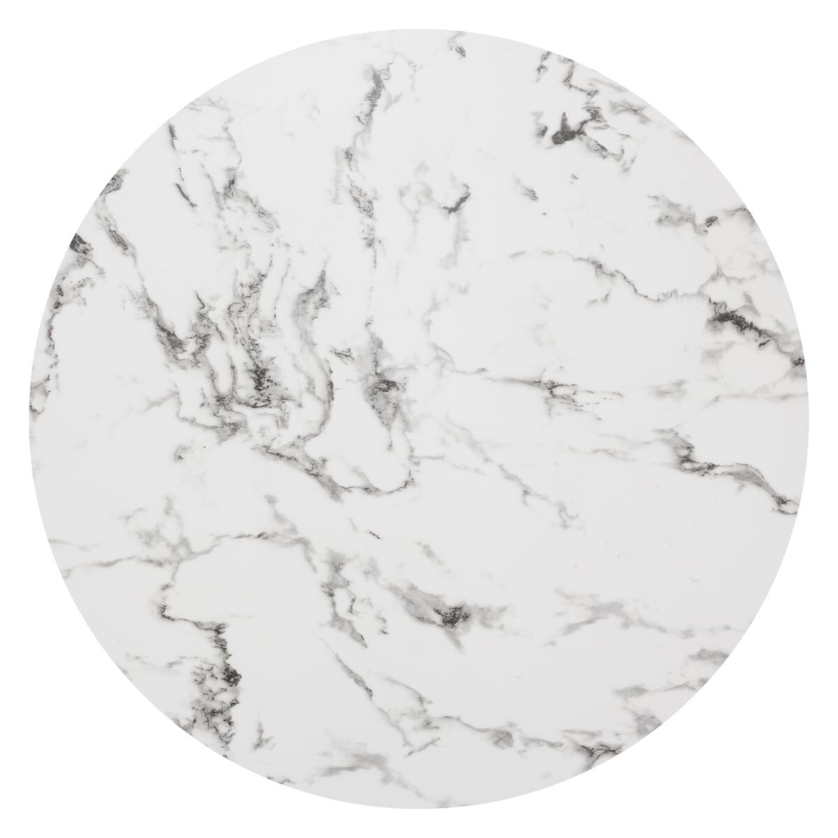 Mesa de comedor "Rayo" Blanco efecto mármol, Dorado, D.120 cm Blanco
