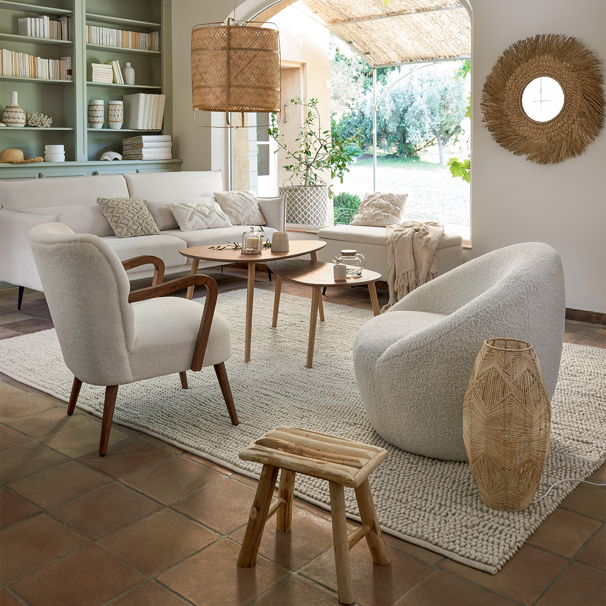 Sillón "Chiara" Bouclette, Blanco Blanco