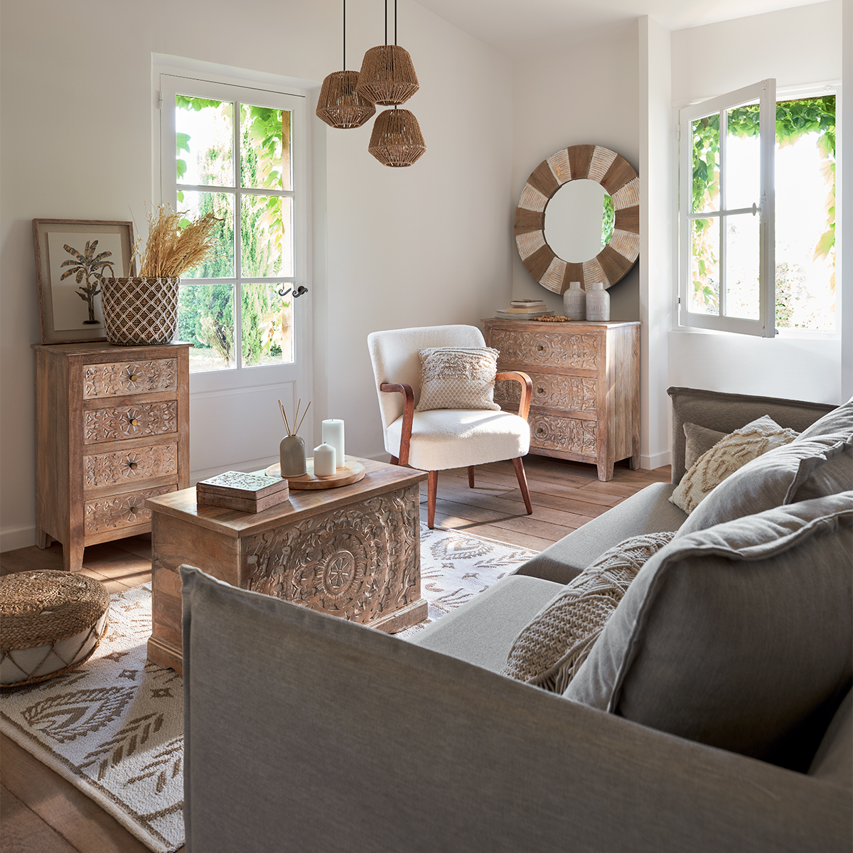Sillón "Chiara" Bouclette, Blanco Blanco