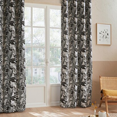 Cortina "bejuco", patrones de jacquard negro, 140x260 cm