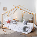 Cama tienda infantil "Ilan" Pino, Beige, 90x190 cm Beige