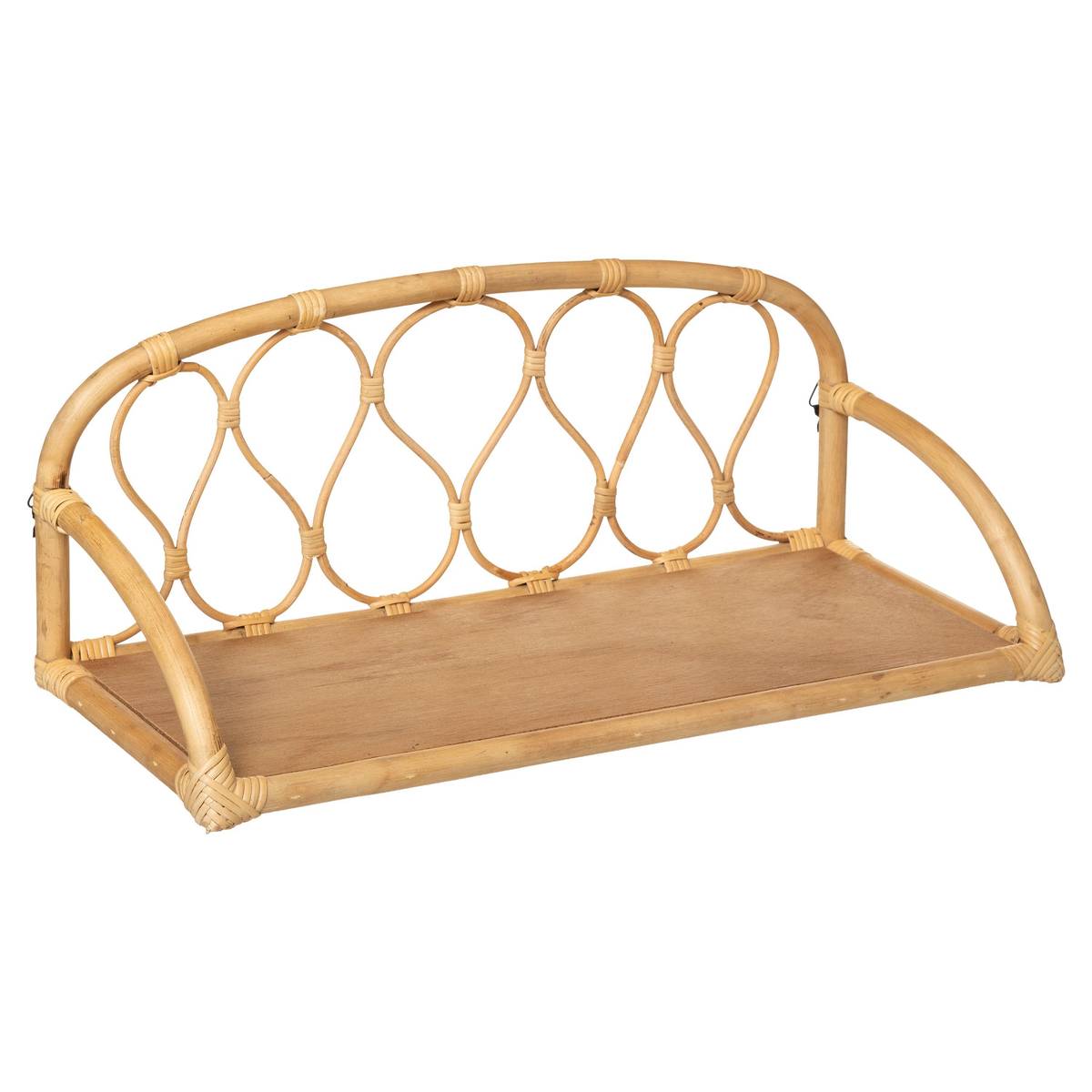 Estantería de pared infantil "Retro" Ratán, 57x24 cm Madera natural
