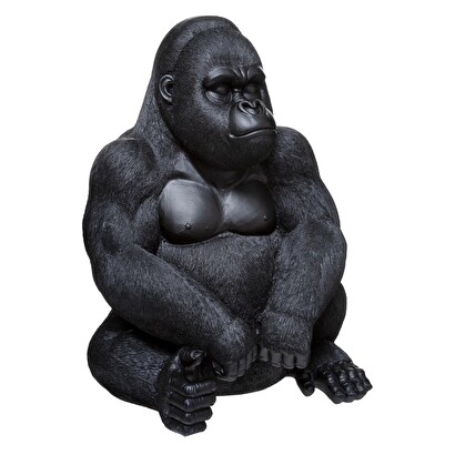 Estatua de gorila sentado negro, h.46 cm