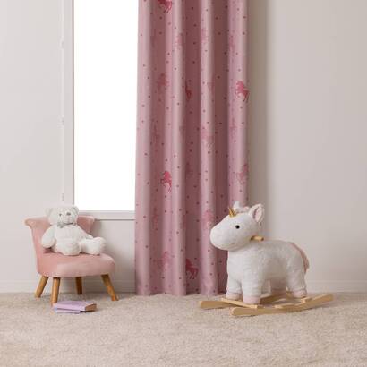 Cortina opaca infantil "unicornio" rosa claro, 140x250 cm