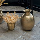 Jarrón "Oasis", metal martillado Dorado, H.40 cm Oro