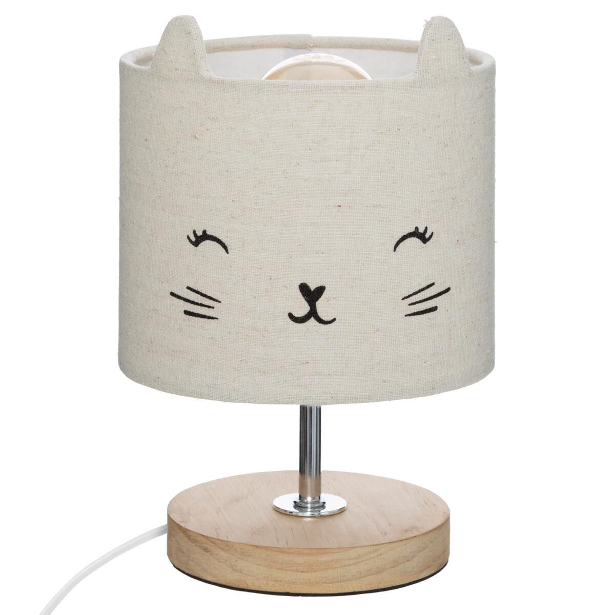 L&aacute;mpara de mesa infantil gato "Toxey" Gris, H.21 cm Gris