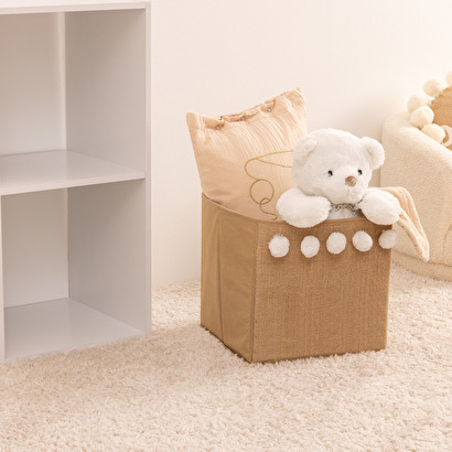 Caja de almacenamiento infantil con pompones 29x29 cm