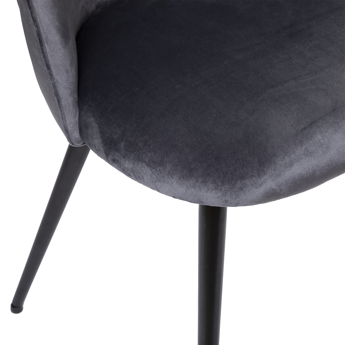 Silla "Slano", patas de metal negro Terciopelo, Gris Ratón Gris ratón