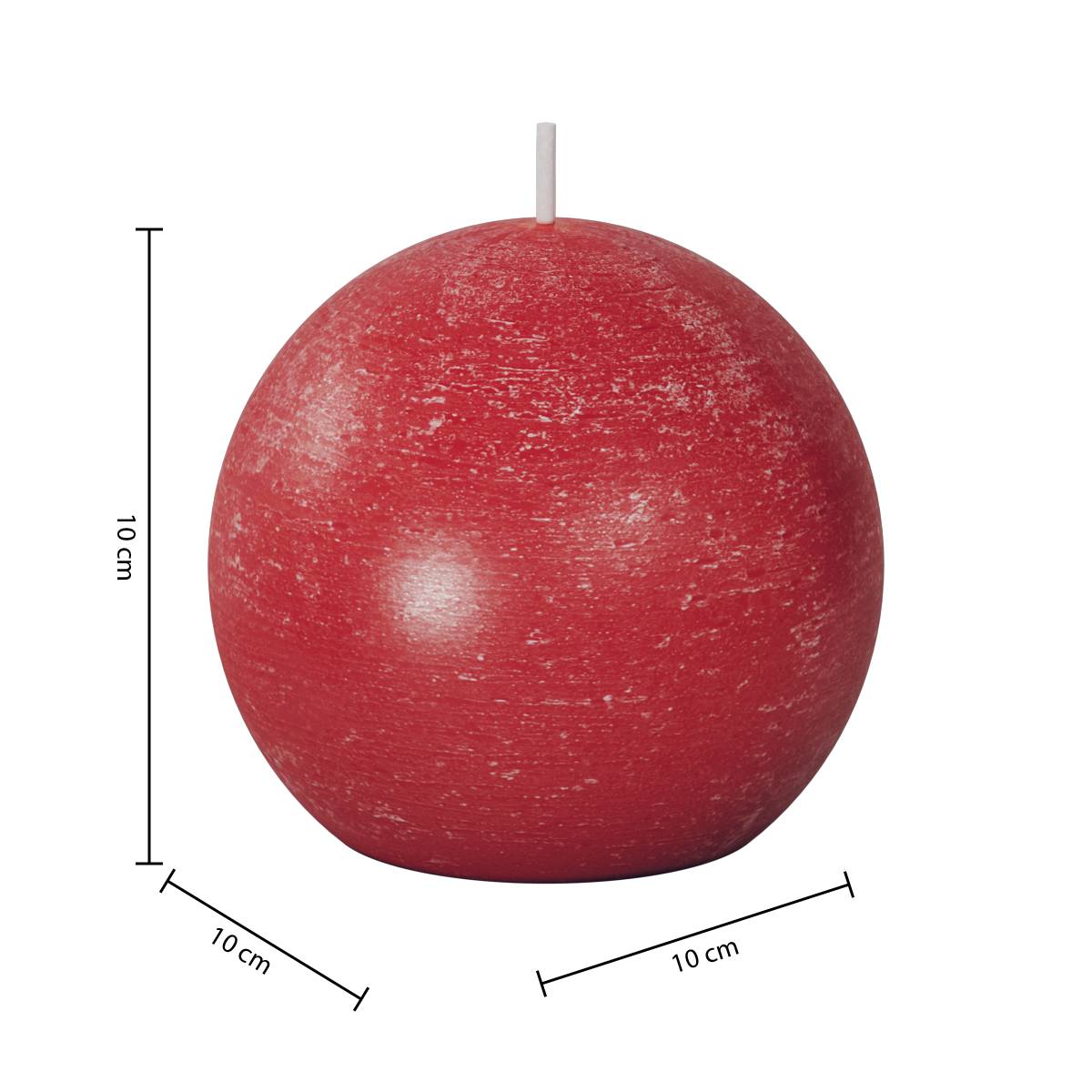 Vela rústica en bola "Olia" Rojo, 445g Rojo