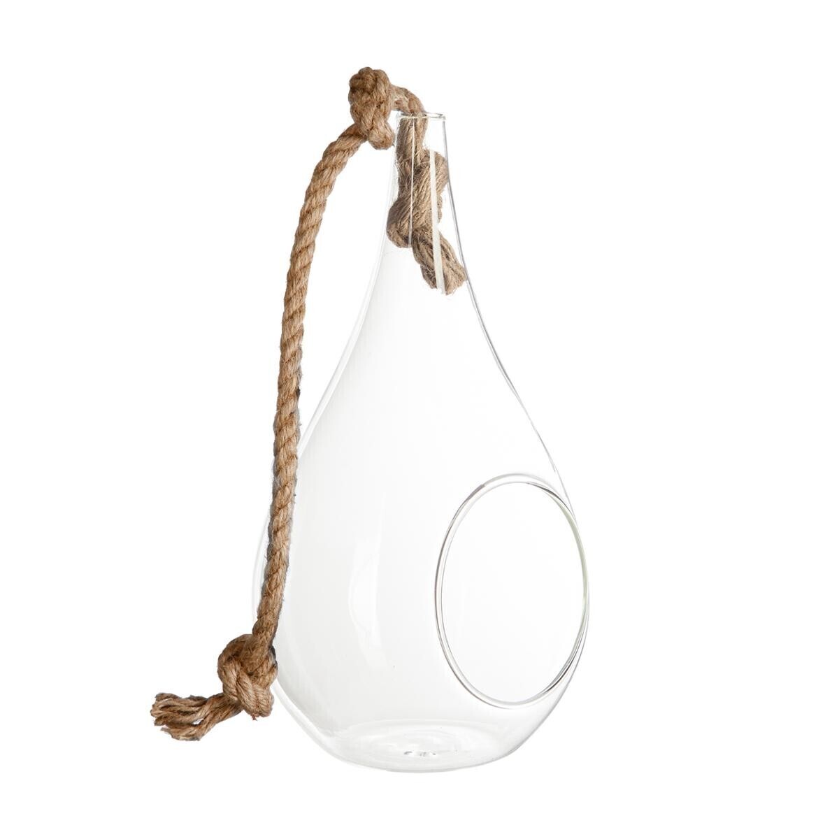 Jarrón gota, vidrio y cuerda H.25 cm Transparente