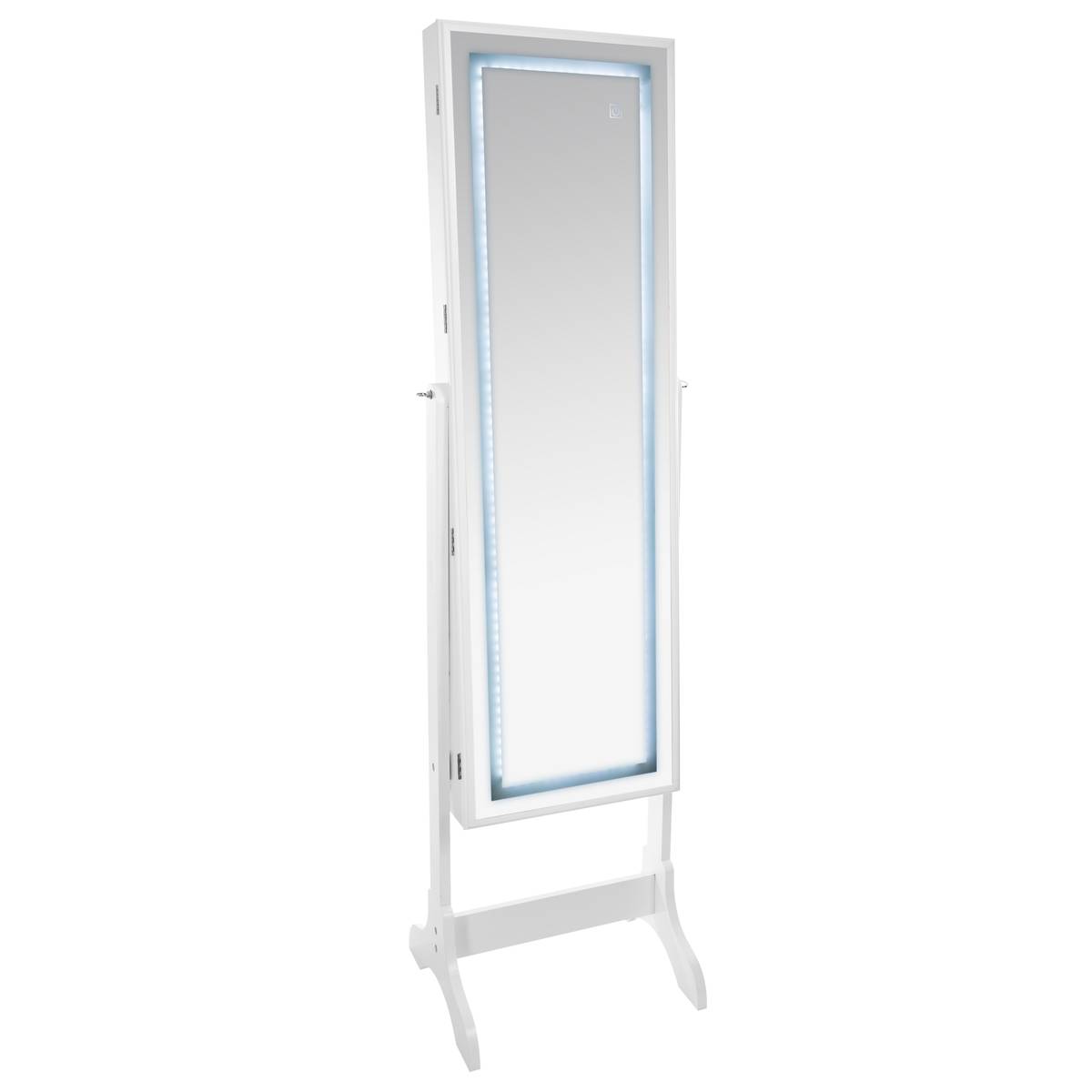 Armario de joyas LED, vidrio Blanco, 47x155 cm Blanco