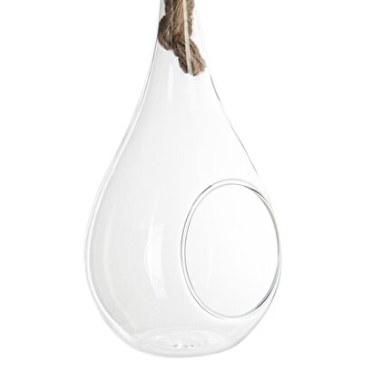 Jarr&oacute;n gota, vidrio y cuerda h.25 cm