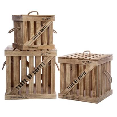 Juego de 3 cajas "colonial" rat&aacute;n