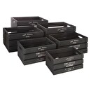 Juego de 6 cajas "Facto" Caja, Madera Negra Negro