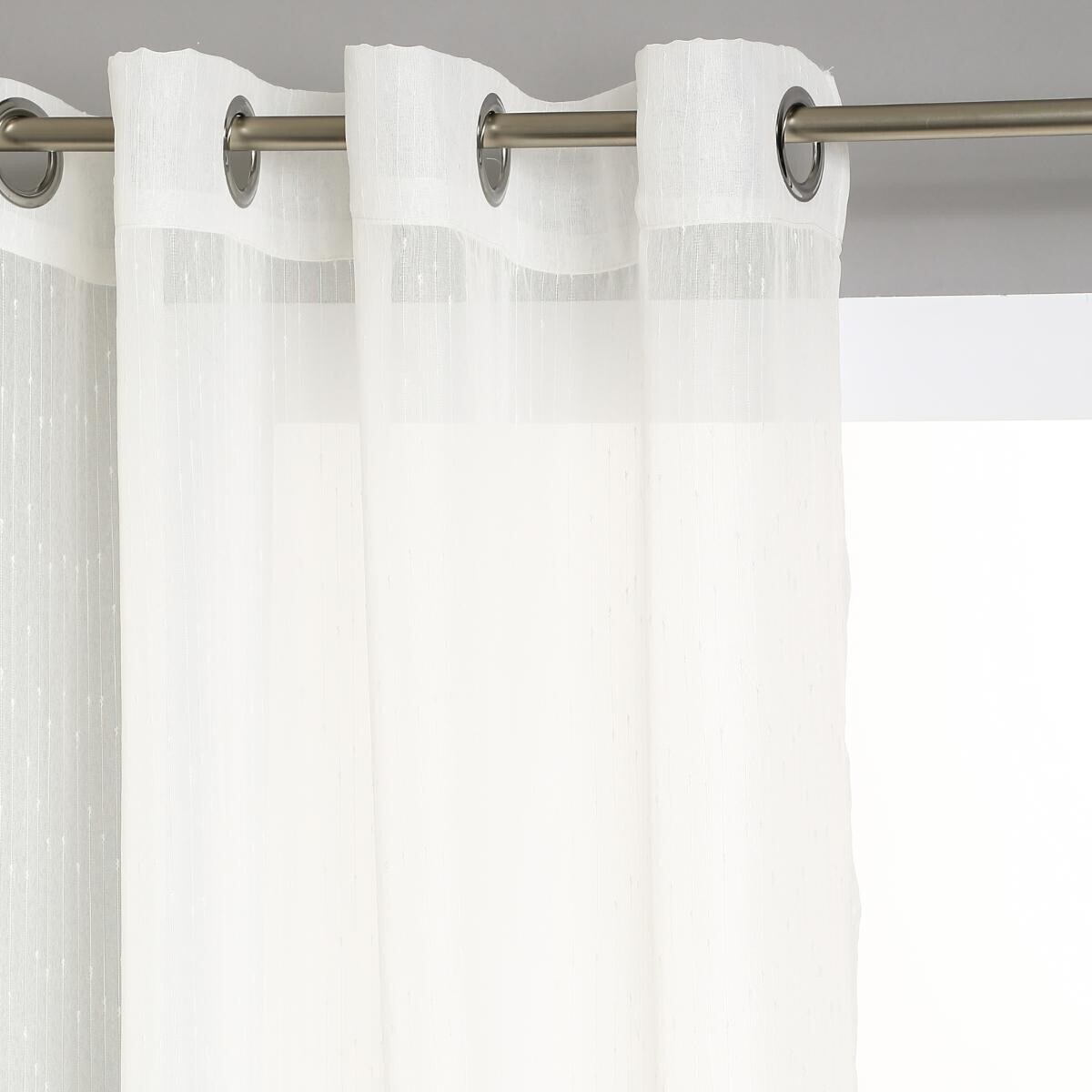 Visillo a rayas Blanco marfil, 140x240 cm Blanco marfil