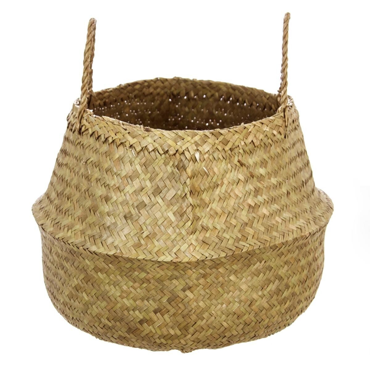 Cesta de junco de mar "Seagrass" Natural, D.40 cm Madera natural