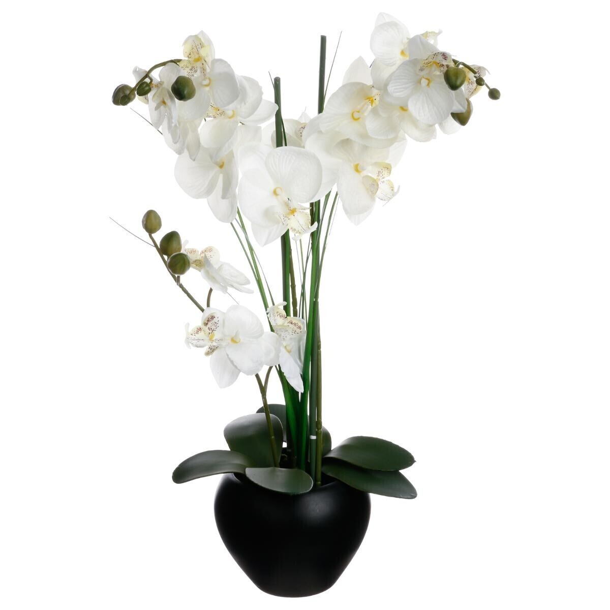 Orquídea artificial Jarrón de cerámica, Negro, H.53 cm Negro