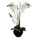 Orquídea artificial Jarrón de cerámica, Negro, H.53 cm Negro