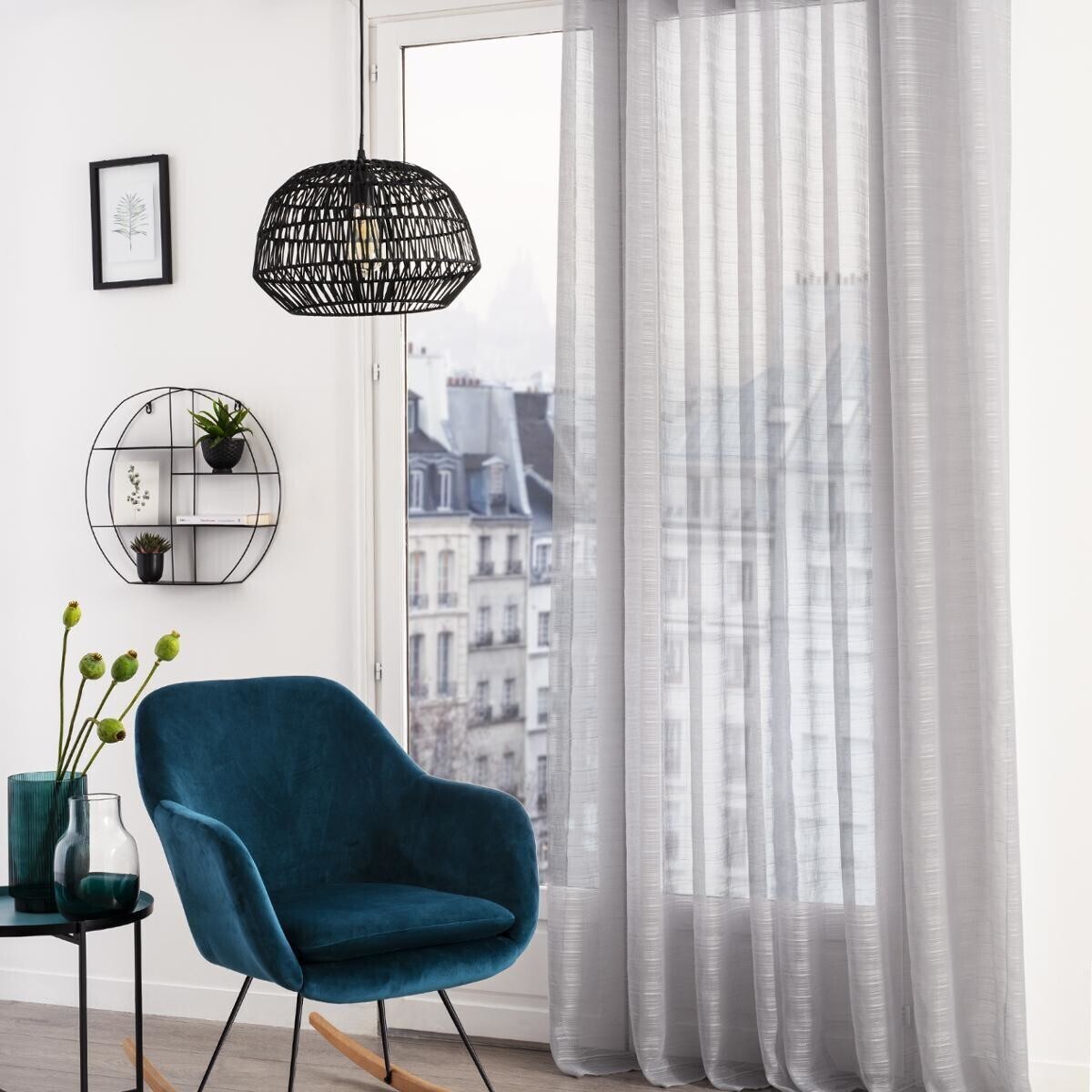 Visillo "Louis" Gris, 140x240 cm Gris