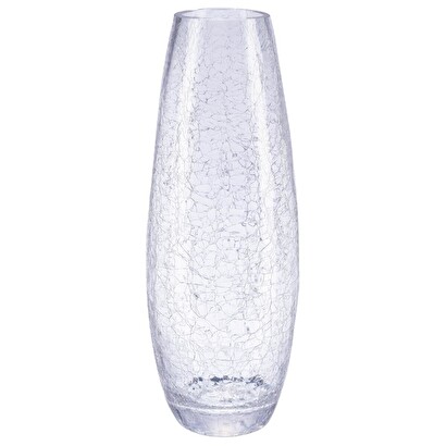 Jarr&oacute;n abombado, vidrio craquelado h.40 cm