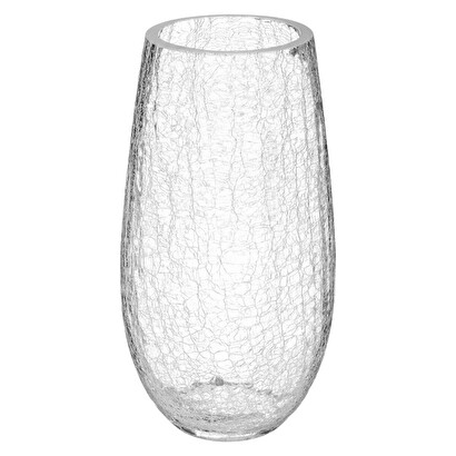 Jarr&oacute;n abombado, vidrio craquelado h.27 cm