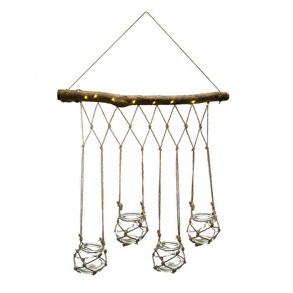4 soliflores colgantes led, vidrio beige, 43x53 cm