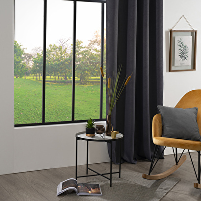 Cortina opaca "hojas" gris pizarra, 140x260 cm