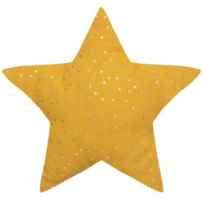 Coj&iacute;n infantil "berlingot" estrella amarillo mostaza, 40x40 cm