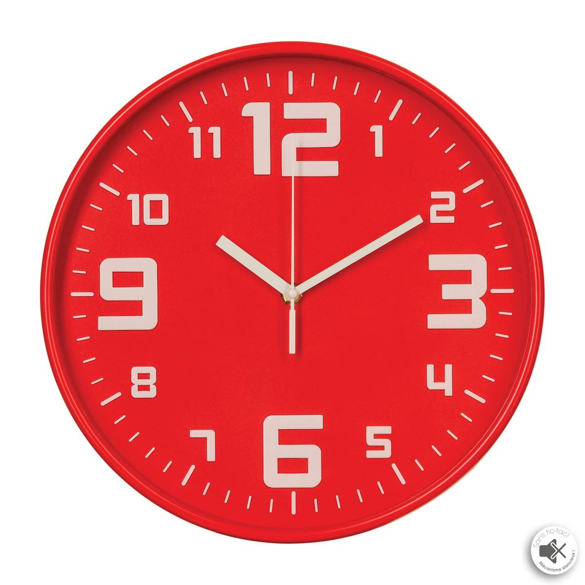 Reloj silencioso "Elian" Ø 30 cm Rojo