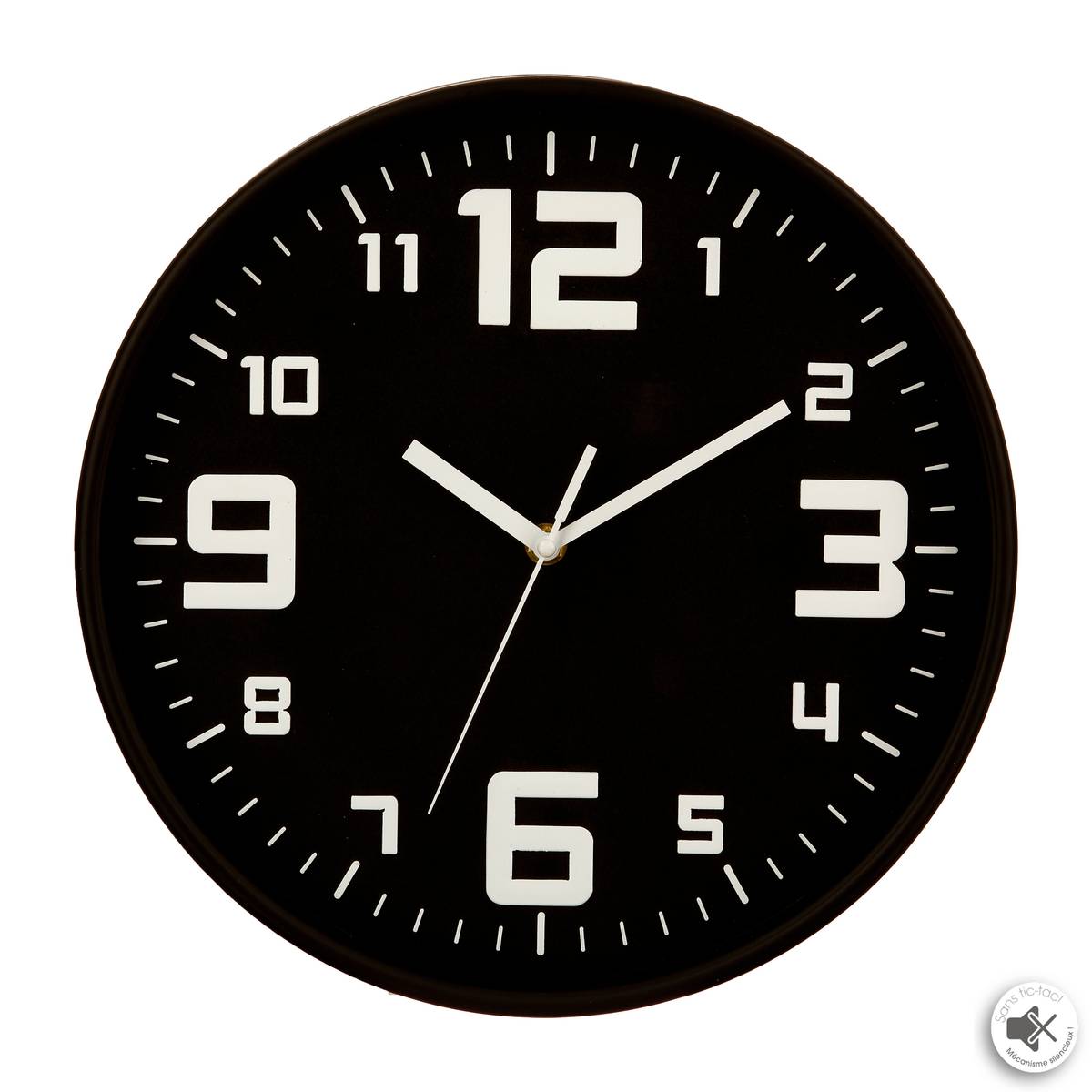 Reloj plateado "Elian" Negro, D.30 cm Negro