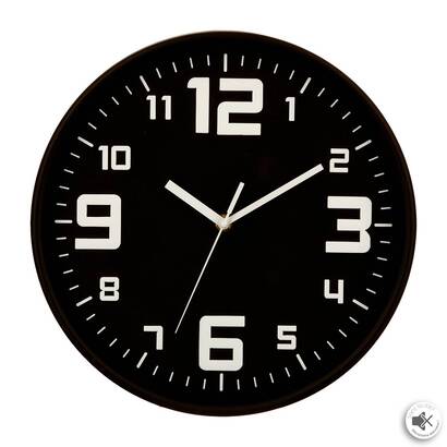 Reloj plateado "elian" negro, d.30 cm
