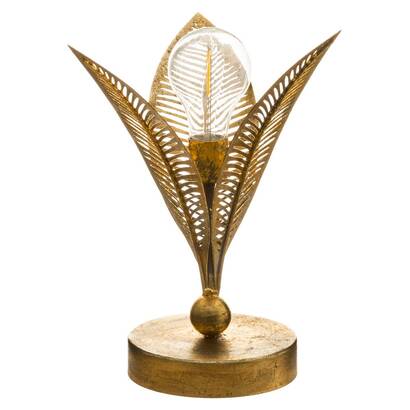 L&aacute;mpara led "hoja" dorado, h.25 cm