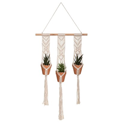 Conjunto de 3 plantas colgantes 'hacienda' blanco marfil, h75.cm