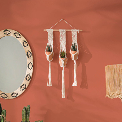 Conjunto de 3 plantas colgantes 'hacienda' blanco marfil, h75.cm