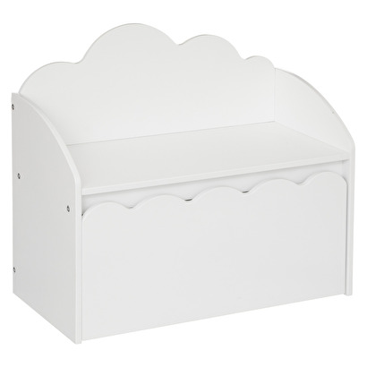 Banco con ba&uacute;l para ni&ntilde;os "nube" blanco, 60x30 cm