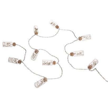 Guirnalda led 10 flores, pilas beige, l.165 cm