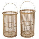Juego de 2 faroles, bamb&uacute; H.40/ H.36 cm Beige