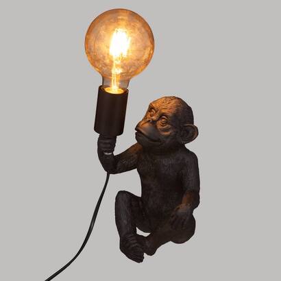 L&aacute;mpara de mono, resina negro, h.24 cm