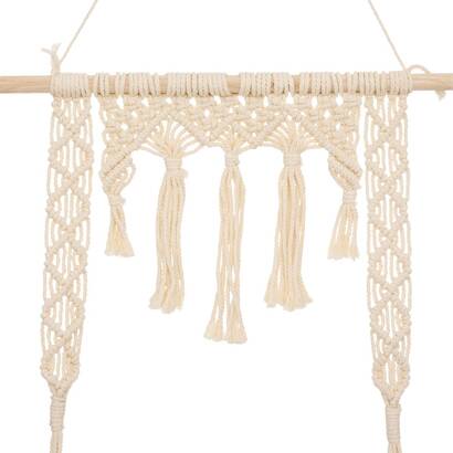 Estante de pared de macram&eacute; blanco marfil, 60x80 cm
