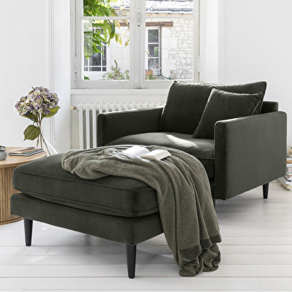 Sill&oacute;n xl "candice" terciopelo, verde caqui