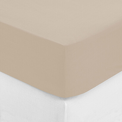 S&aacute;bana ajustable, percal beige, 160x200 cm