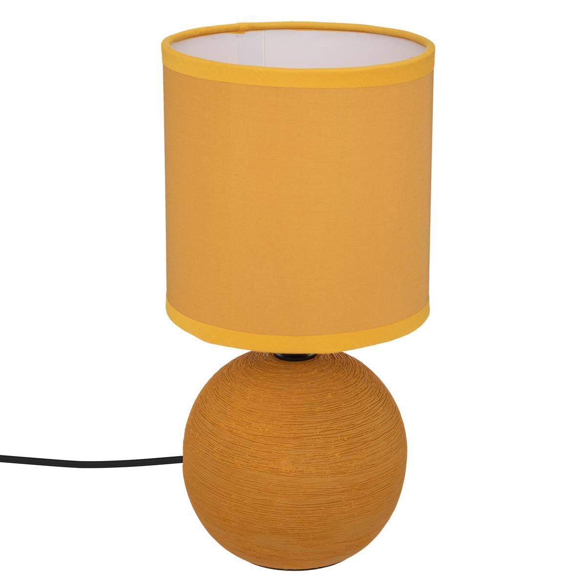 Lámpara de cerámica "Timéo" Amarillo mostaza a rayas, H.25 cm Amarillo mostaza a rayas
